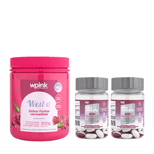 Kit Wpink Wesha chá verde e hibisco + 2 ácidos hialurônicos